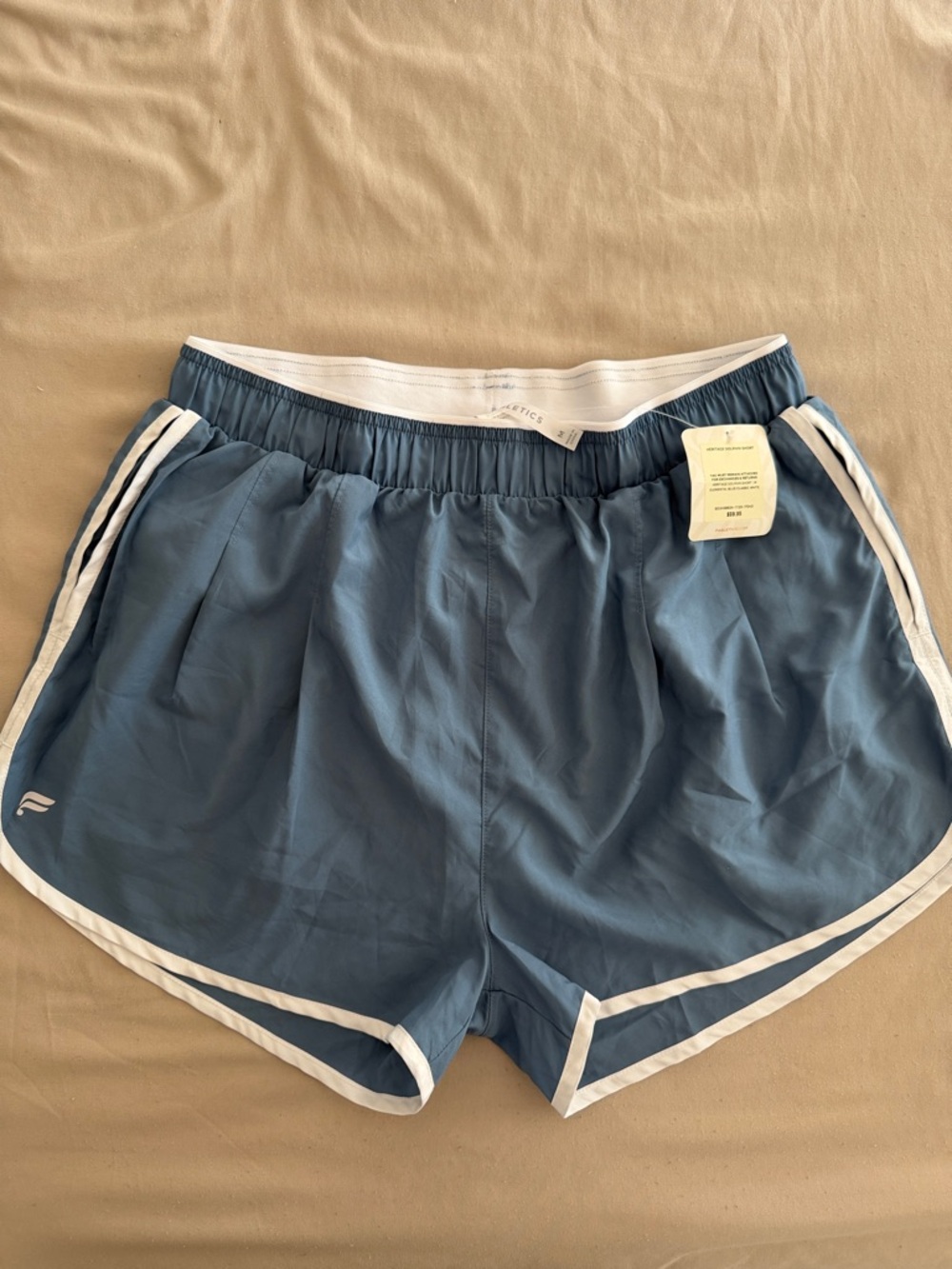 NWT Fabletics Baby Blue Athletic Running Shorts with White Trim